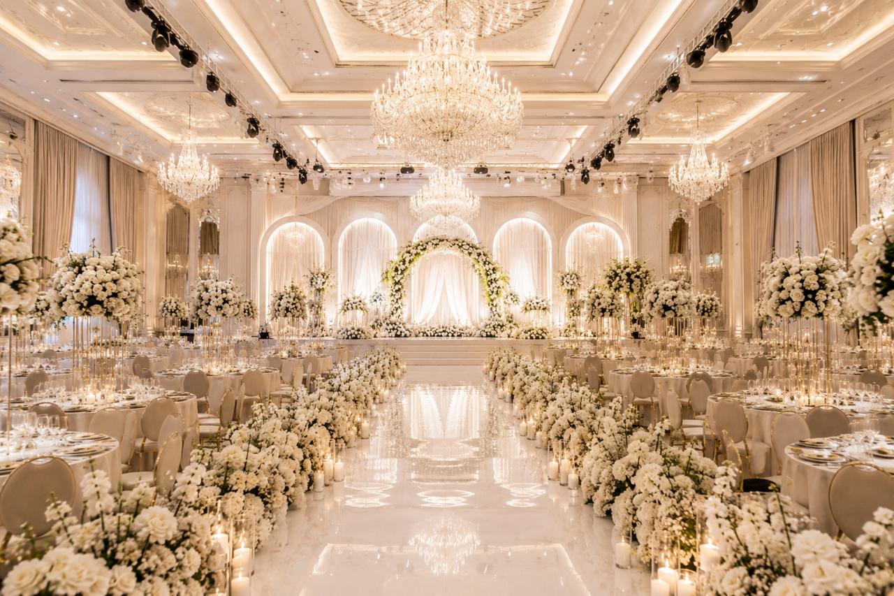 Elegant event dinner setup with premium decoration